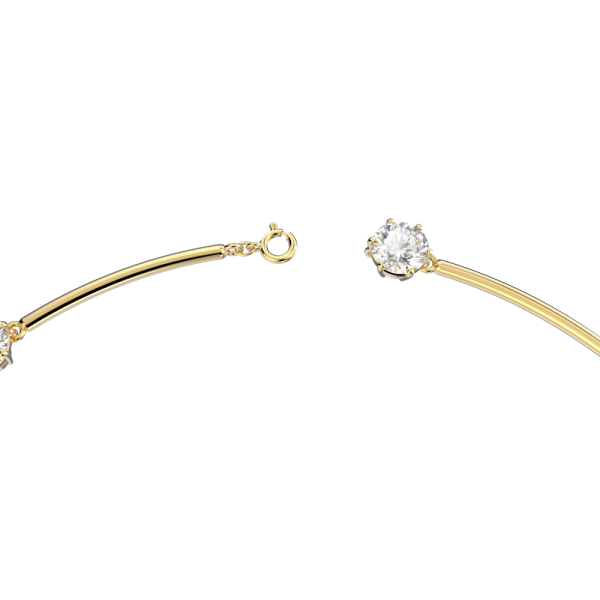 Gargantilha Swarovski Constella Lapidação Redonda Branca Revestido com Tom Dourado Brilhante