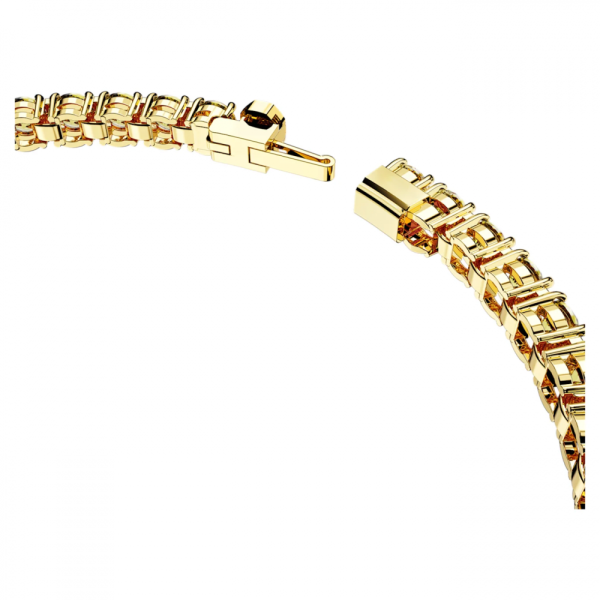 Pulseira Swarovski Matrix Tennis Lapidação Redonda Amarelo Lacado a Dourado