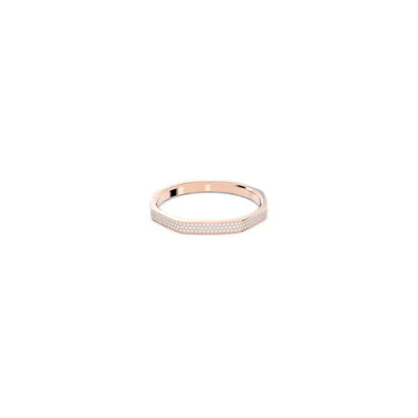 Pulseira Swarovski Dextera Forma de Octógono Branco Banhado a Dourado Rosa