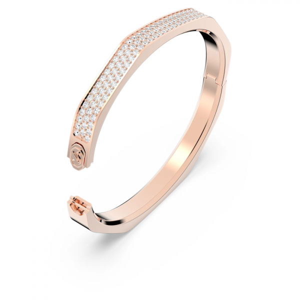 Pulseira Swarovski Dextera Forma de Octógono Branco Banhado a Dourado Rosa