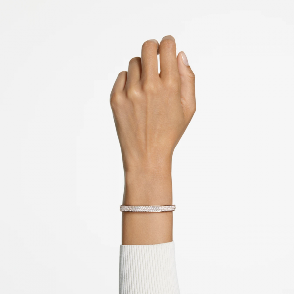 Pulseira Swarovski Dextera Forma de Octógono Branco Banhado a Dourado Rosa