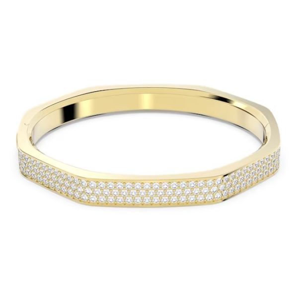 Bracelete Swarovski Dextera Modelo octagonal Branca Lacado a dourado