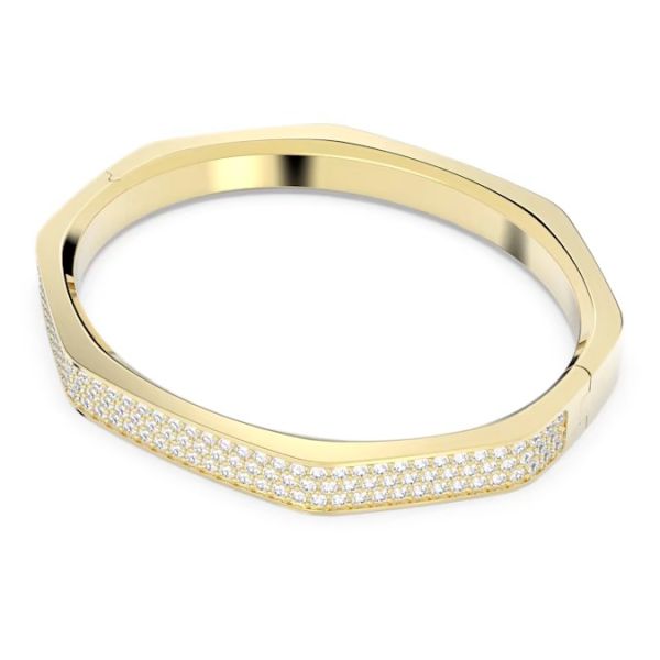 Bracelete Swarovski Dextera Modelo octagonal Branca Lacado a dourado