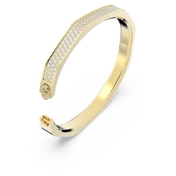 Bracelete Swarovski Dextera Modelo octagonal Branca Lacado a dourado