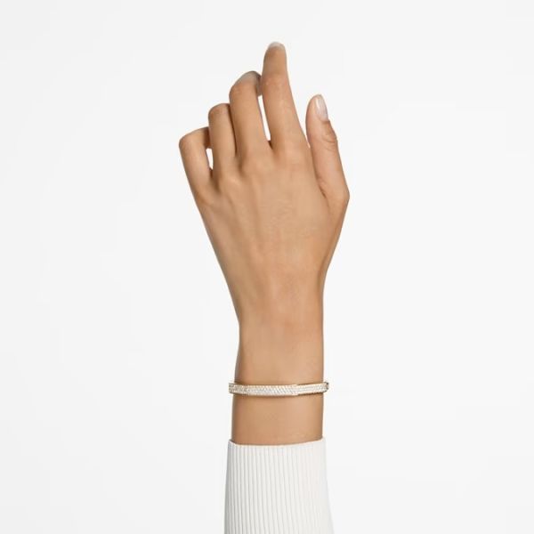 Bracelete Swarovski Dextera Modelo octagonal Branca Lacado a dourado