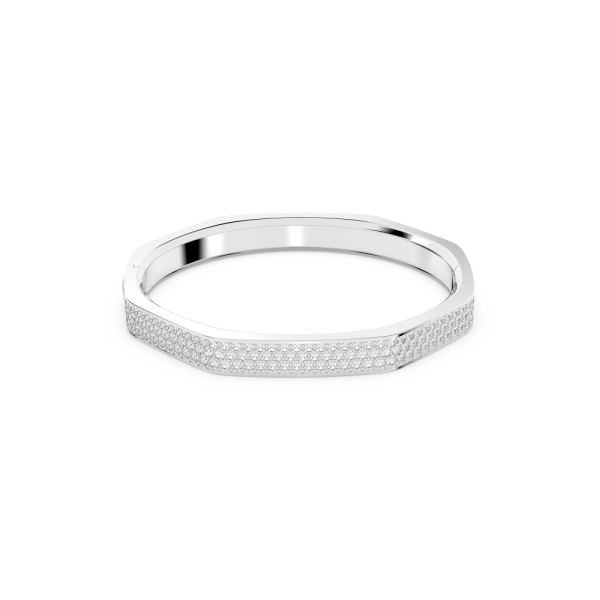 Bracelete Swarovski Dextera Modelo Octagonal Branca Lacado a Ródio
