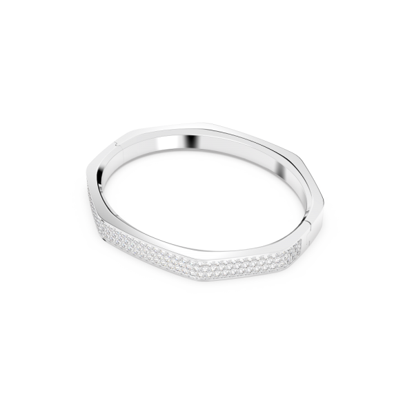 Bracelete Swarovski Dextera Modelo Octagonal Branca Lacado a Ródio