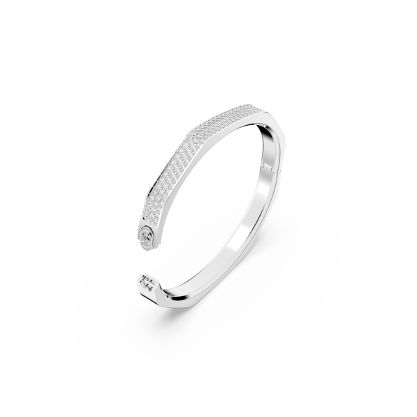 Bracelete Swarovski Dextera Modelo Octagonal Branca Lacado a Ródio