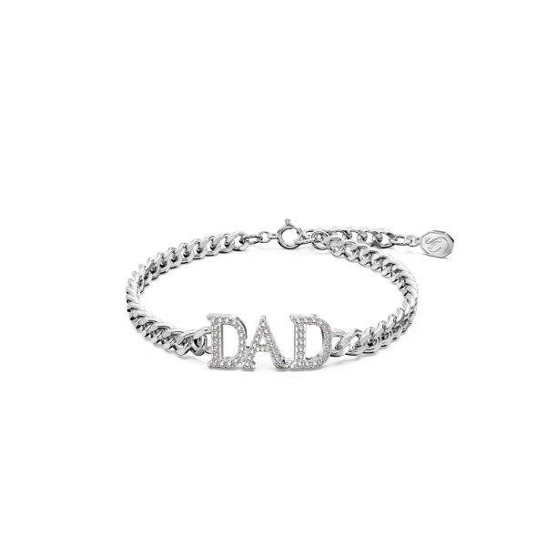 Pulseira Swarovski Father's Day - Dad Branca Lacado a Ródio