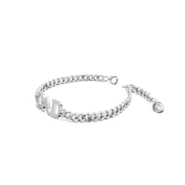 Pulseira Swarovski Father's Day - Dad Branca Lacado a Ródio