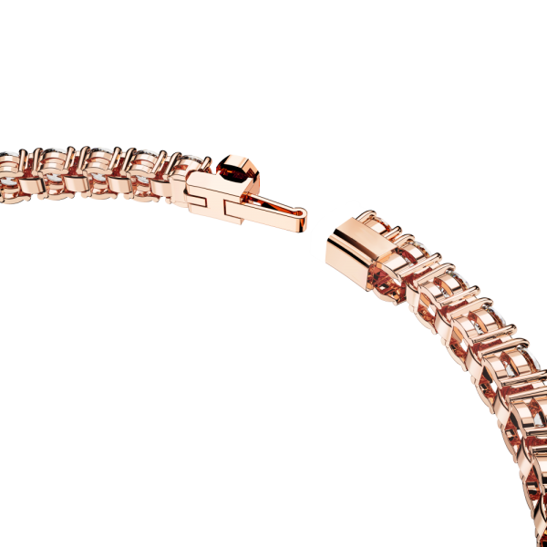 Pulseira Swarovski Matrix Tennis Lapidação Redonda Pequena Branca Lacado a Rosa Dourado