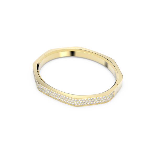 Bracelete Swarovski Dextera Modelo Octagonal Branca Lacado a Dourado M
