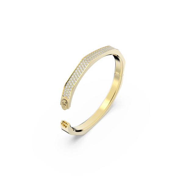 Bracelete Swarovski Dextera Modelo Octagonal Branca Lacado a Dourado M