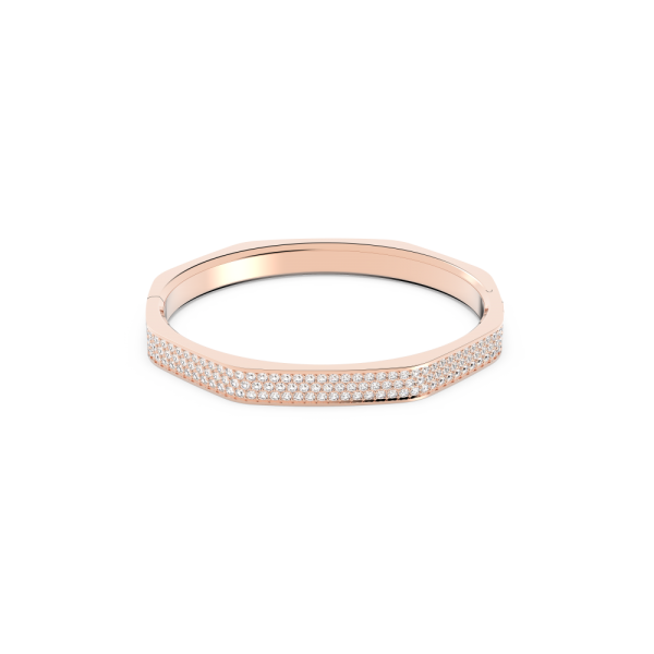 Bracelete Swarovski Dextera Modelo Octagonal Branca Lacado a Rosa Dourado