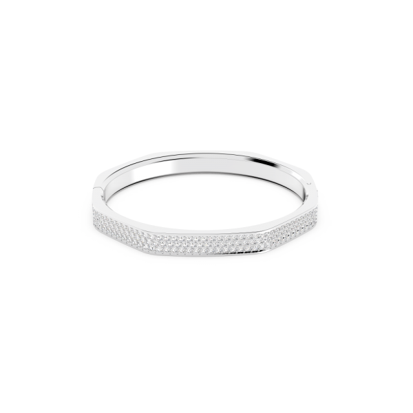 Bracelete Swarovski Dextera Modelo Octagonal Branca Lacado a Ródio