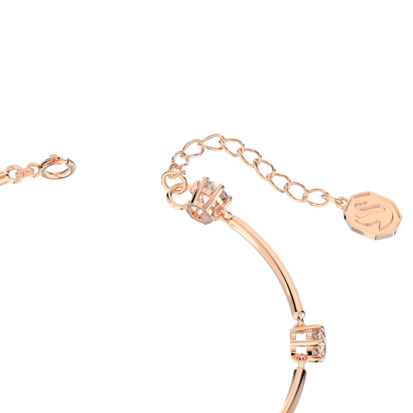 Bracelete Swarovski Constella Lapidação Redonda Branca Lacado a Rosa Dourado
