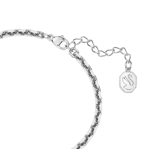 Pulseira Swarovski Volta Coração Branca Lacado a Ródio