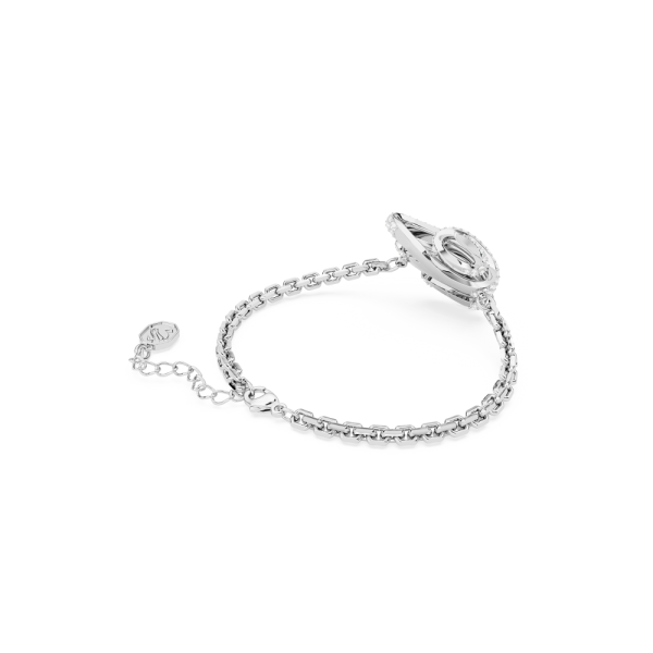 Pulseira Swarovski Volta Coração Branca Lacado a Ródio