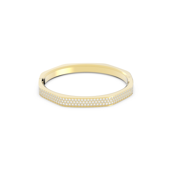 Bracelete Swarovski Dextera Modelo Octagonal Branca Lacado a Dourado XL