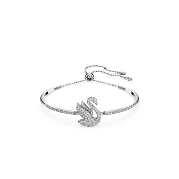 Bracelete Swarovski Iconic Swan Cisne Branca Lacado a Ródio