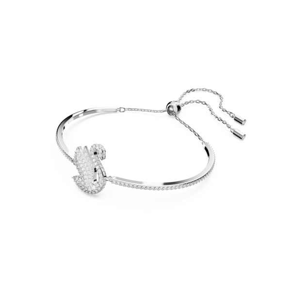 Bracelete Swarovski Iconic Swan Cisne Branca Lacado a Ródio
