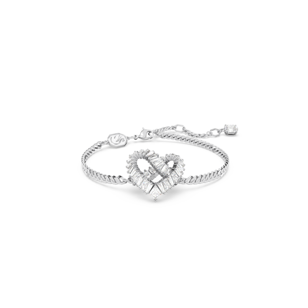 Pulseira Swarovski Matrix Coração Branca Lacado a Ródio