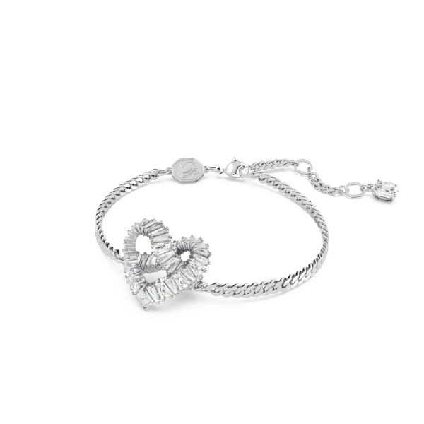 Pulseira Swarovski Matrix Coração Branca Lacado a Ródio