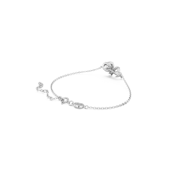 Pulseira Swarovski Volta Laço Branca Lacado a Ródio
