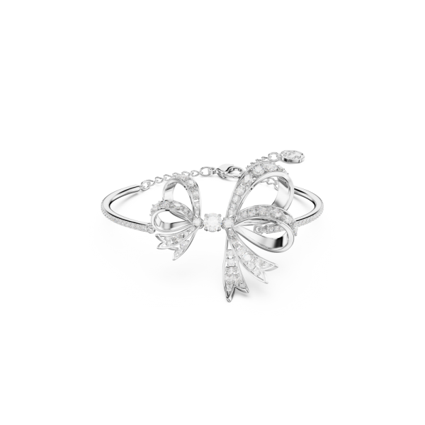 Bracelete Swarovski Volta Laço Branca Lacado a Ródio