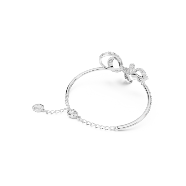Bracelete Swarovski Volta Laço Branca Lacado a Ródio