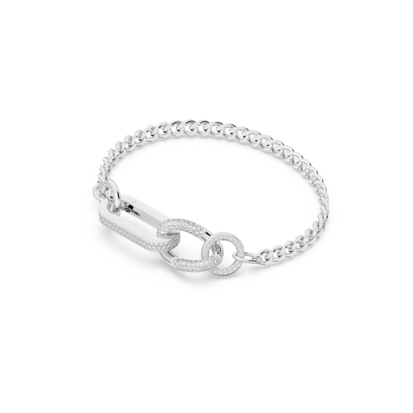 Pulseira Swarovski Dextera Pavé Ligações Mistas Branca Lacado a Ródio