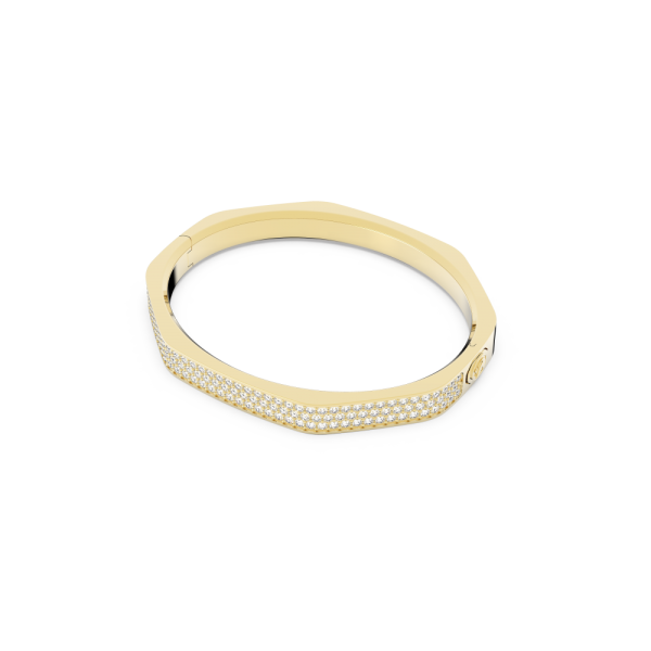 Bracelete Swarovski Dextera Modelo Octagonal Branca Lacado a Dourado L