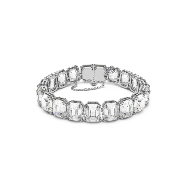Pulseira Swarovski Millenia Lapidação Octogonal Branca Lacado a Ródio