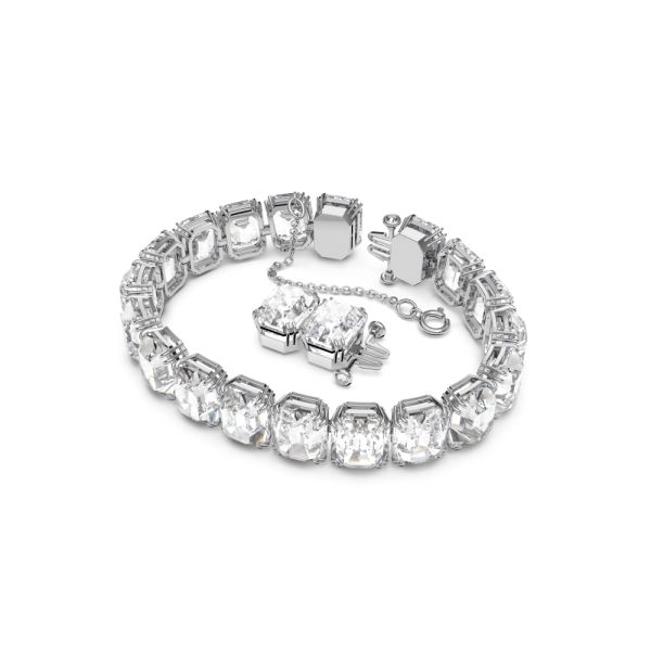 Pulseira Swarovski Millenia Lapidação Octogonal Branca Lacado a Ródio