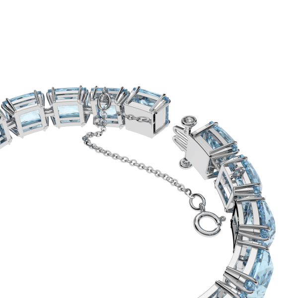 Pulseira Swarovski Millenia Lapidação Quadrada Média Azul Lacado a Ródio