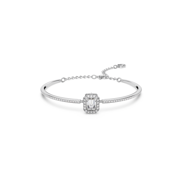 Bracelete Swarovski Millenia Lapidação Octogonal Pavé Branca Lacado a Ródio