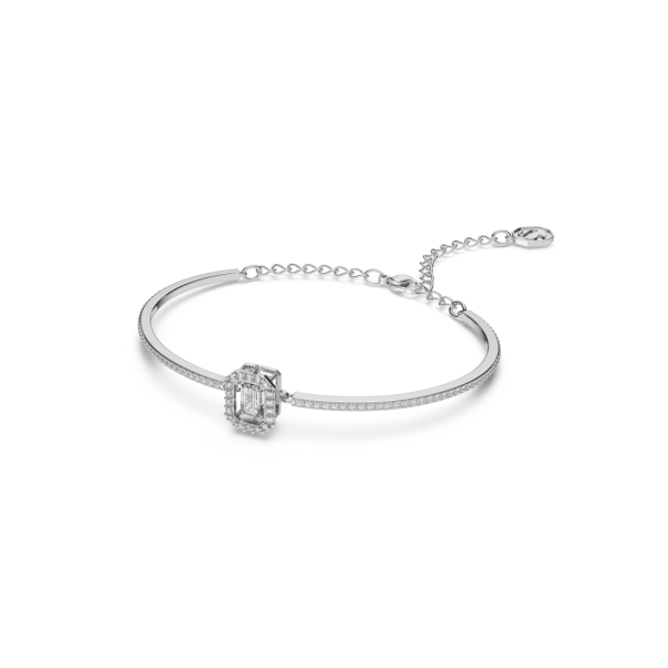 Bracelete Swarovski Millenia Lapidação Octogonal Pavé Branca Lacado a Ródio