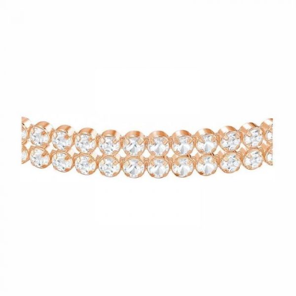 Pulseira Swarovski Subtle Lapidação redonda Branca Lacado a rosa dourado M
