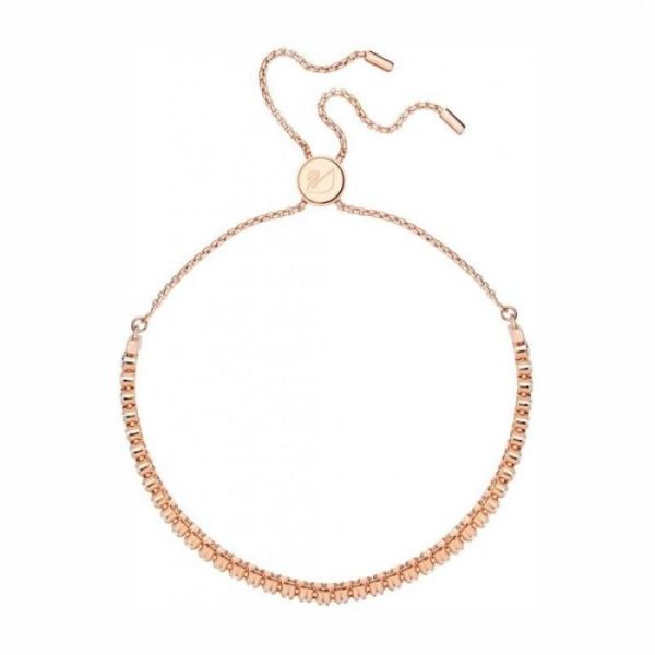 Pulseira Swarovski Subtle Lapidação redonda Branca Lacado a rosa dourado M