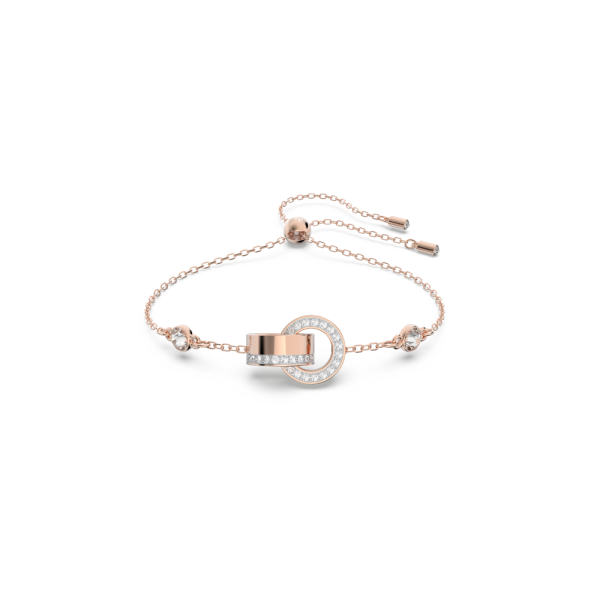Pulseira Swarovski Hollow Laço Bloqueado Branca Lacado a Rosa Dourado
