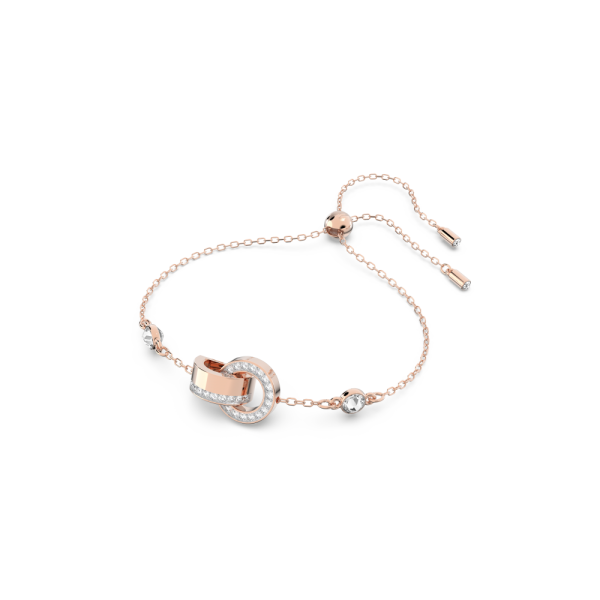 Pulseira Swarovski Hollow Laço Bloqueado Branca Lacado a Rosa Dourado