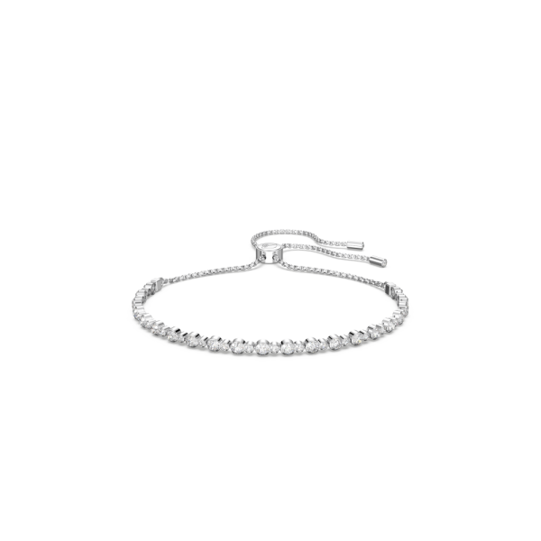 Pulseira Swarovski Subtle Trilogy Lapidação Redonda Branca Lacado a Ródio