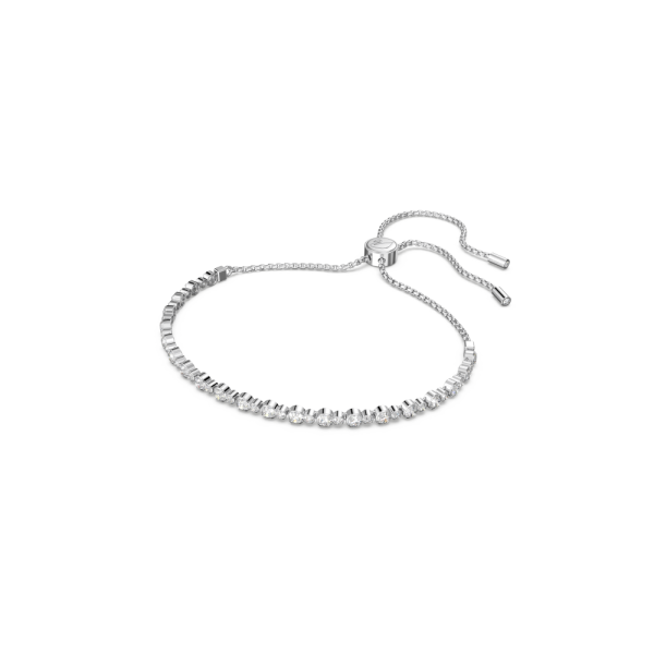 Pulseira Swarovski Subtle Trilogy Lapidação Redonda Branca Lacado a Ródio