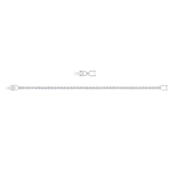 Pulseira Swarovski Emily Lapidação Redonda Branca Lacado a Ródio