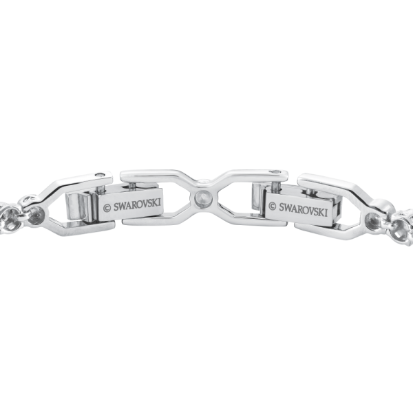 Pulseira Swarovski Emily Lapidação Redonda Branca Lacado a Ródio