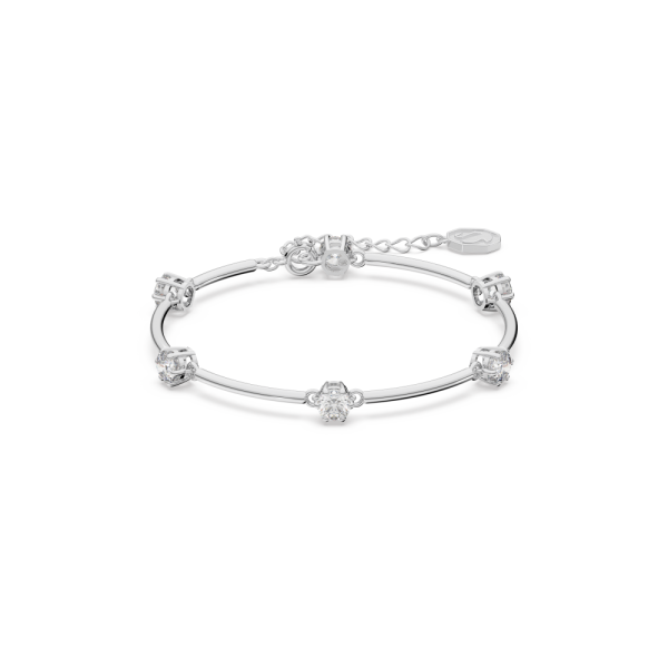 Bracelete Swarovski Constella Lapidação Redonda Branca Lacado a Ródio