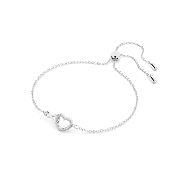 Pulseira Swarovski Infinity Infinito e Coração Branca Lacado a Ródio