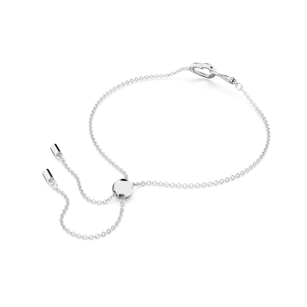 Pulseira Swarovski Infinity Infinito e Coração Branca Lacado a Ródio