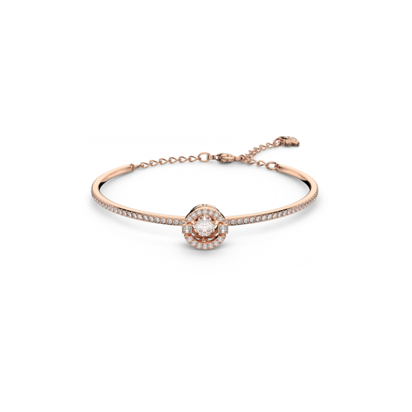 Bracelete Swarovski Sparkling Dance Lapidação Redonda Branca Lacado a Rosa Dourado