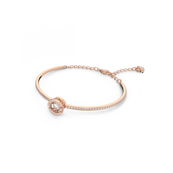 Bracelete Swarovski Sparkling Dance Lapidação Redonda Branca Lacado a Rosa Dourado